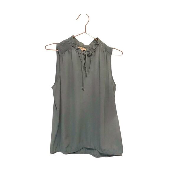 Maurices ruffle trim with peep hole and tie in front sleeveless and semi sheer - Picture 1 of 7
